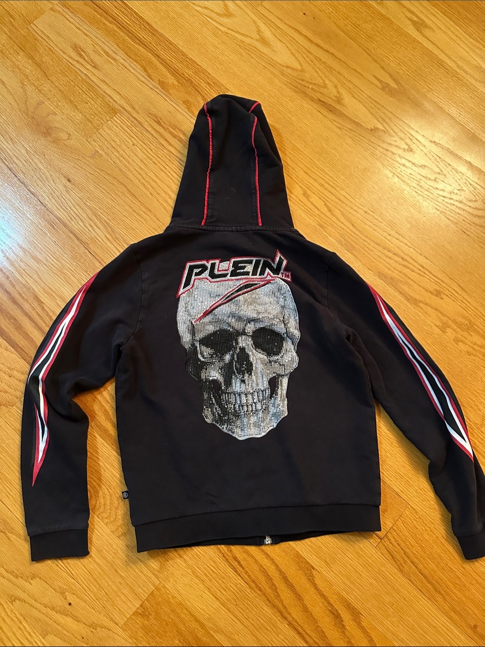 Philipp Plein Junior Boys Black Logo Hooded Zip Up Top